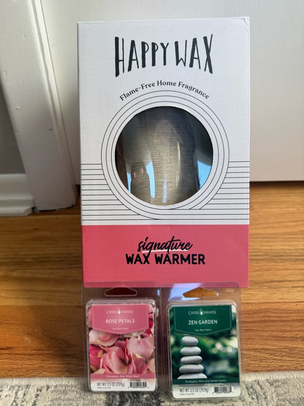 Happy Wax Signature Wax Warmer with Rose Petals & Zen Garden Wax Melts